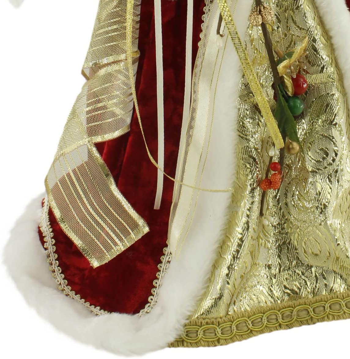 Windy Hill Collection 14" Inch Standing Red Floral Angel Christmas Tree Topper or Table Top 416570 - Image 3