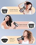 Professional Hair Dryer,1875 Watt High-Speed Ionic Blow Dryer with Diffuser/Concentrator/Comb Nozzle,LED Temp Display Light,Intelligent Temp Control,Low Noise for Home/Salon/Travel (Silvery)