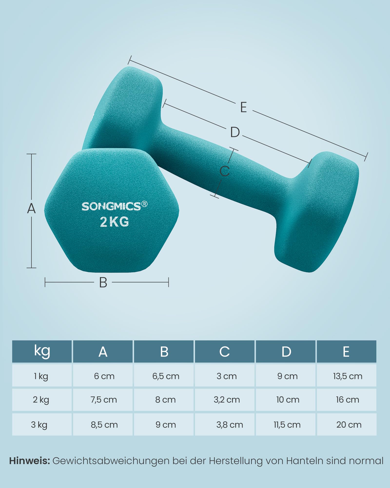 SONGMICS Hantel-Set, 3 Paar, 1kg-3kg，9kg oder 12kg, Aufbewahrung, Fitnessstudio, Krafttraining, rutschfeste Neopren-Beschichtung