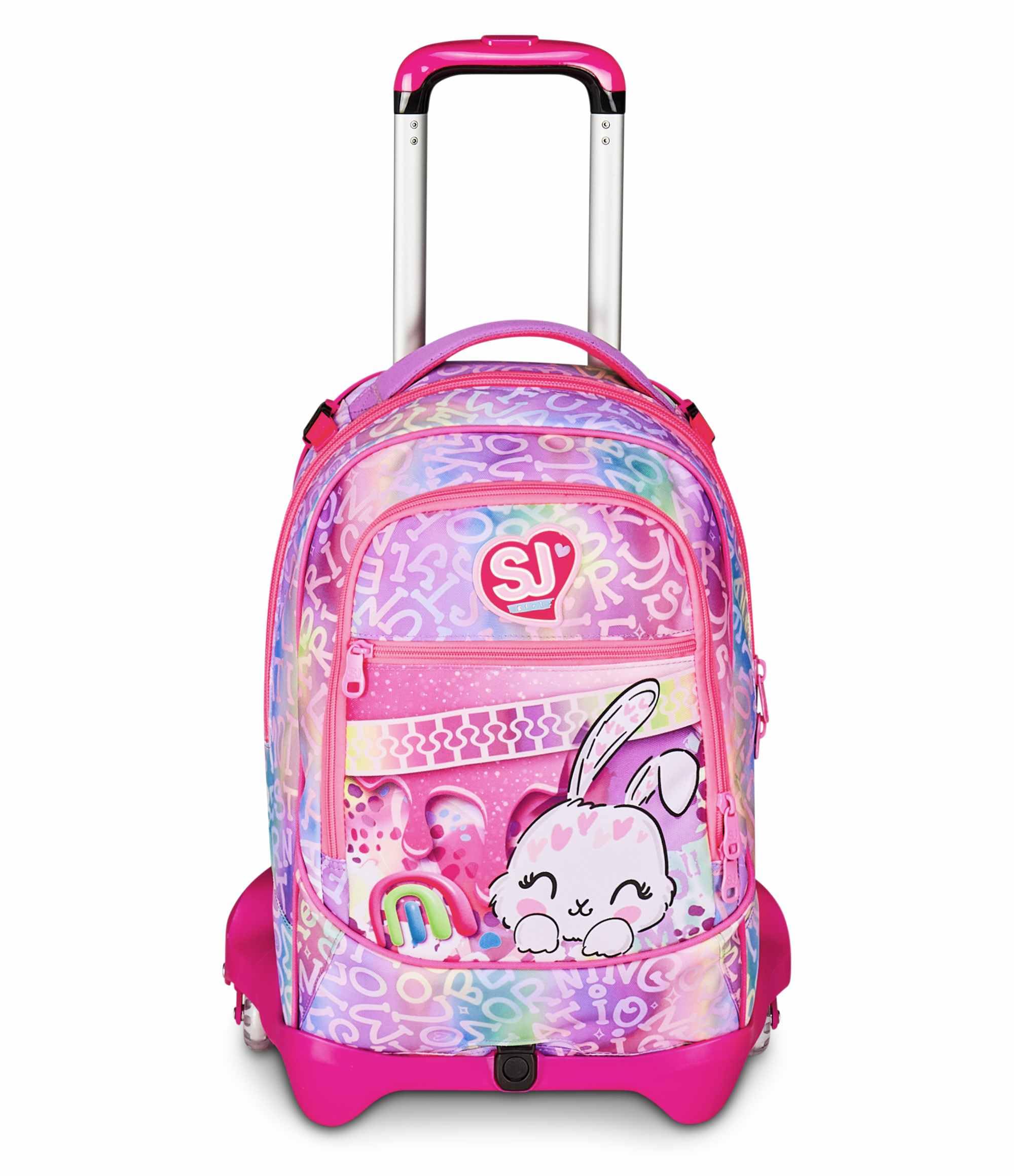 SJ GANG STYLE JAM GANG Trolley Scuola Jack 3 Ruote, Lilla, 3 in 1, Zaino Triplo Uso con Carrello Sganciabile, 33 L, Zaino Scuola Elementare, Zaino Bambina