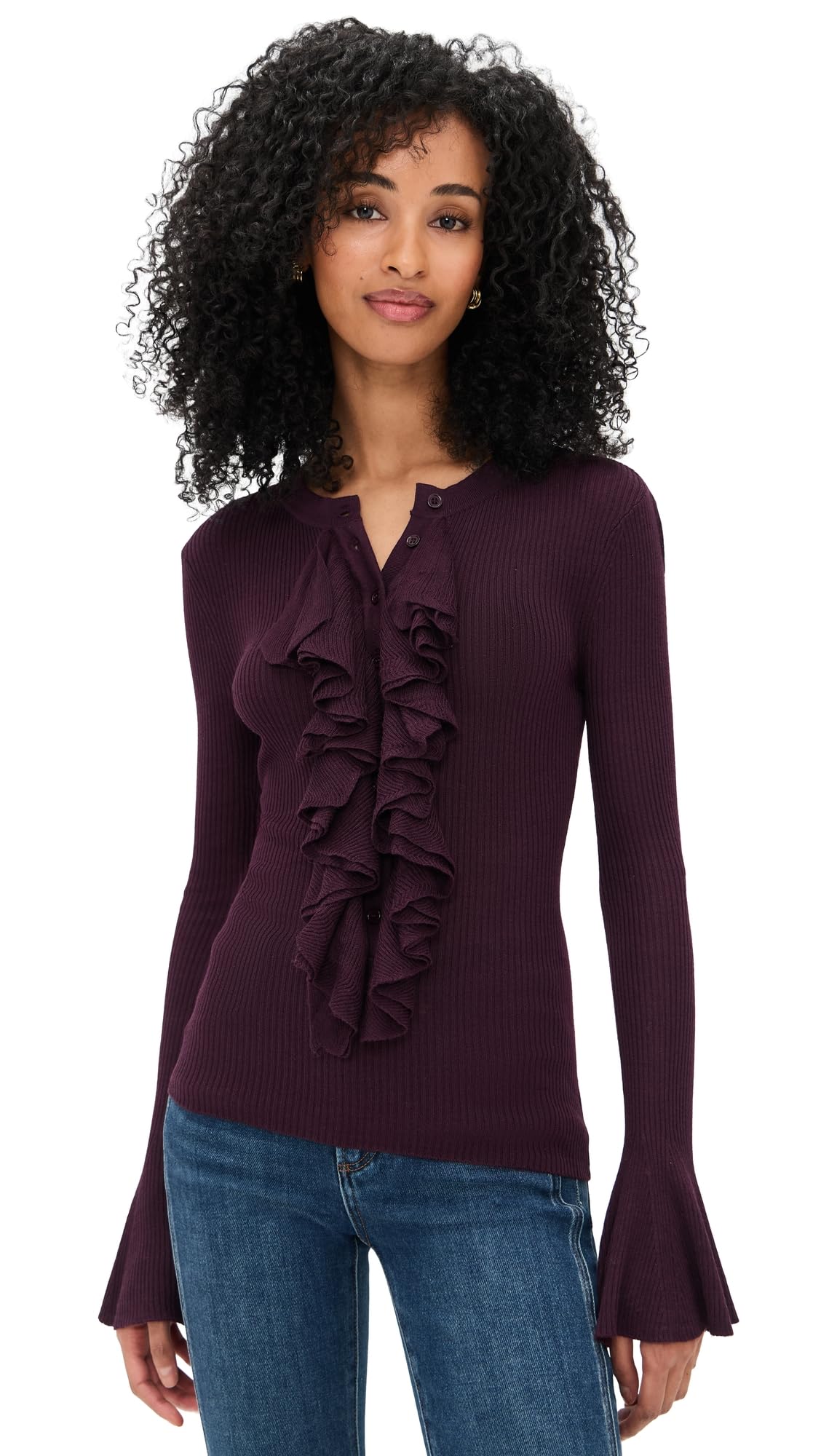 Generation Love Womens Maisie Ruffle Sweater