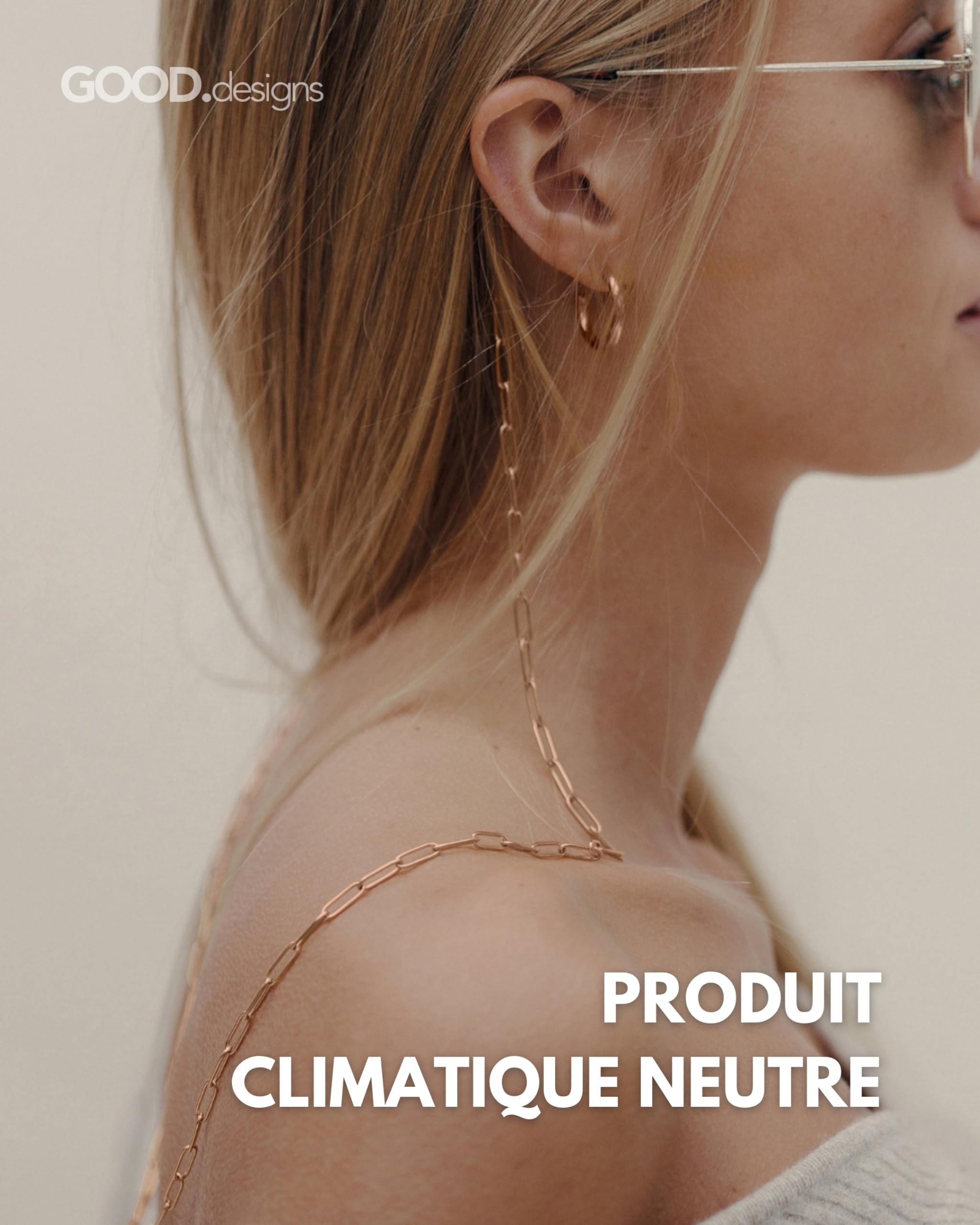 GD GOOD.designs Chaîne à Lunettes Femme (75 cm) Résistante à l’Eau | Chaîne pour Lunettes en Or, Argent ou Or Rose | Cordon à Lunettes en Acier Inoxydable pour Lunettes de Soleil