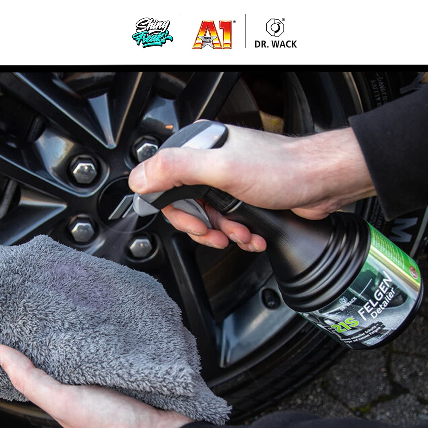 Felgenreiniger Detailer Set: Dr. Wack P21S HIGH END Auto Felgen Reinigung & Versiegelung für alle Felgen + Felgenbürste + ChemicalWorkz Premium Mikrofasertuch | 4-teilig