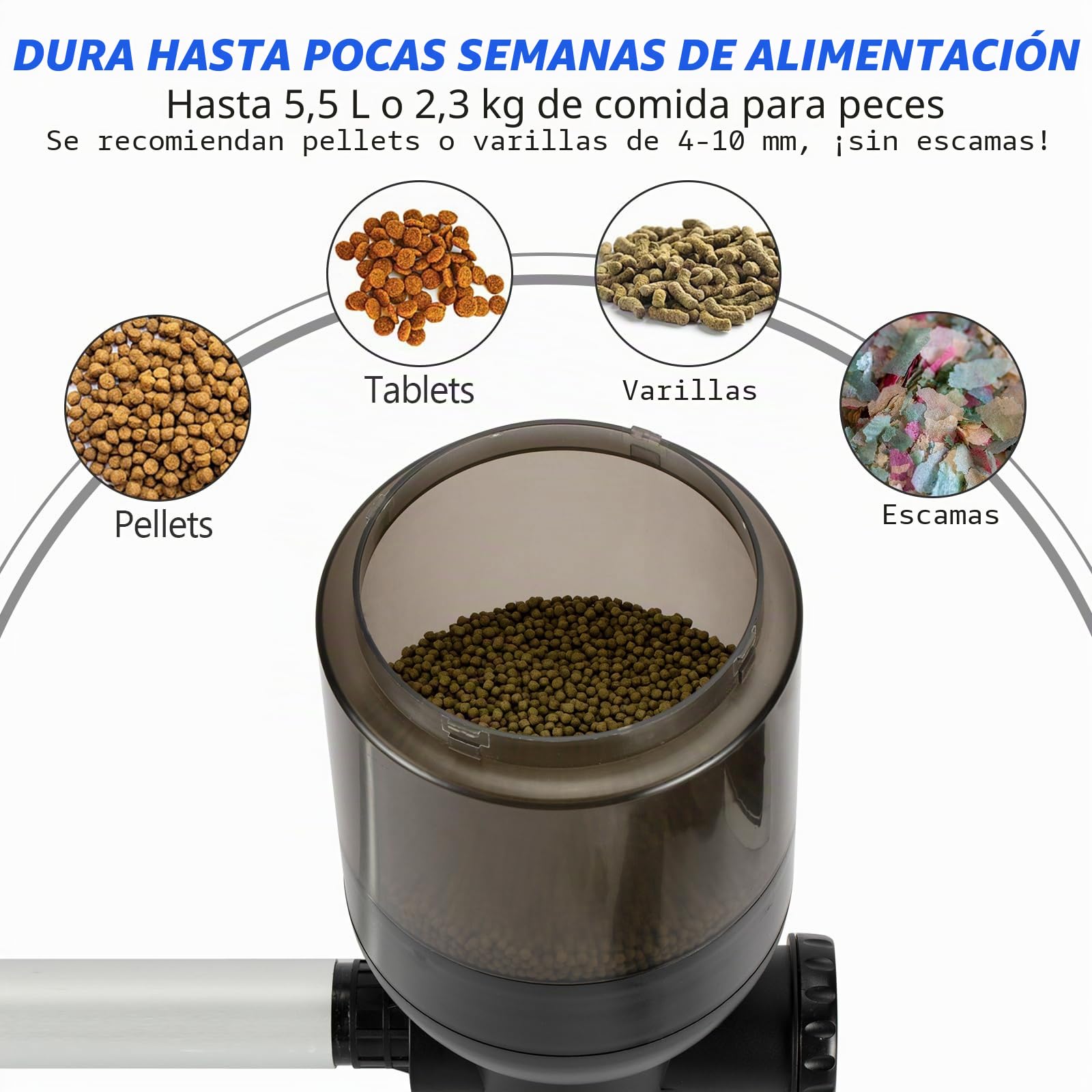 Hygger Alimentador Automático,Large Programable Dispensador Automático de Comida para Peces con LCD Display Controller,5.5 litros Alimentador Automatico Peces Pond Feeder for Weekend Holiday