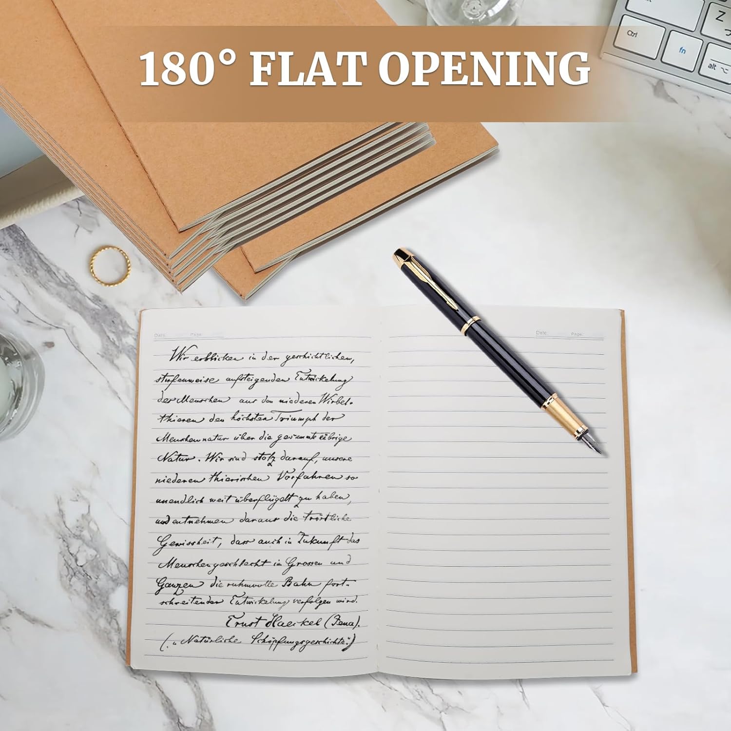 Esclane 20 Pack A5 Kraft Notebooks Bulk 72 Pages, 8.15x5.5 Inches Lined Paper Journaling Notebooks, Notebooks for Work, Composition Notebooks for School, Journal Notebooks for Office - Image 3