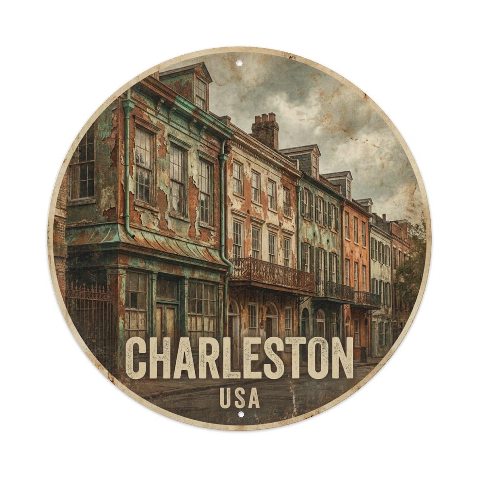Tgrcjimh Style Metal Tin Sign Vintage Travel Usa Charleston