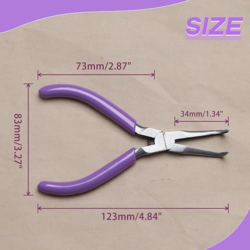Miniatura 4 de SPEEDWOX Alicates de punta de aguja doblada con mandíbula dentada, mini alicates de punta larga doblados de 45 grados, alicates removedor de aguja,