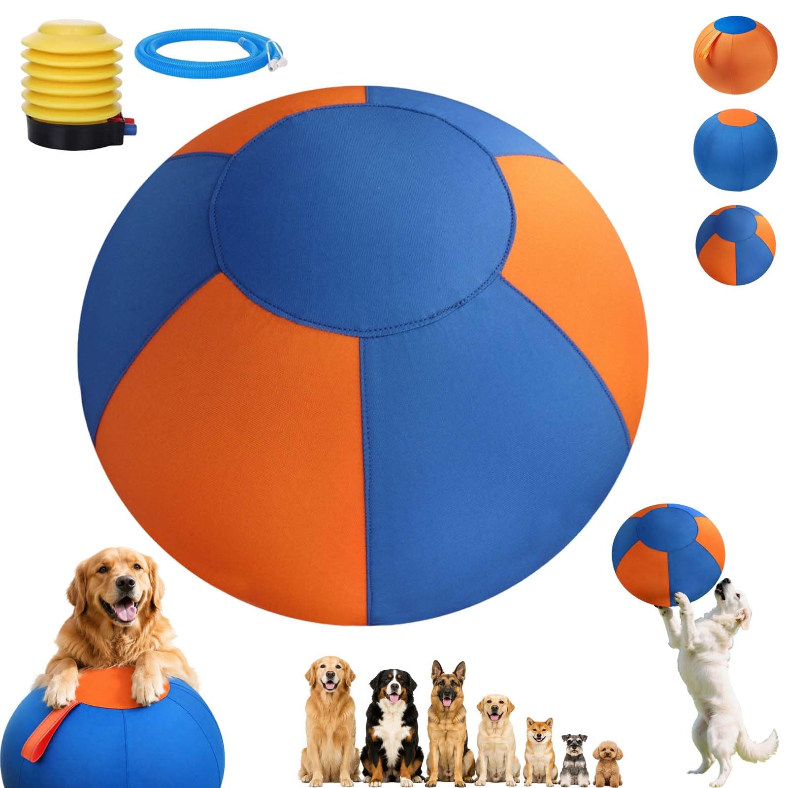 Générique Navea Balle GéAnte pour Chien,Balle De Troupeau pour Chien,Gros Ballon Pourchien,pour Chiot Et Adulte, Petites Moyennes Grandes Races, IntéRieur Maison (Bleu et Orange,45CM)