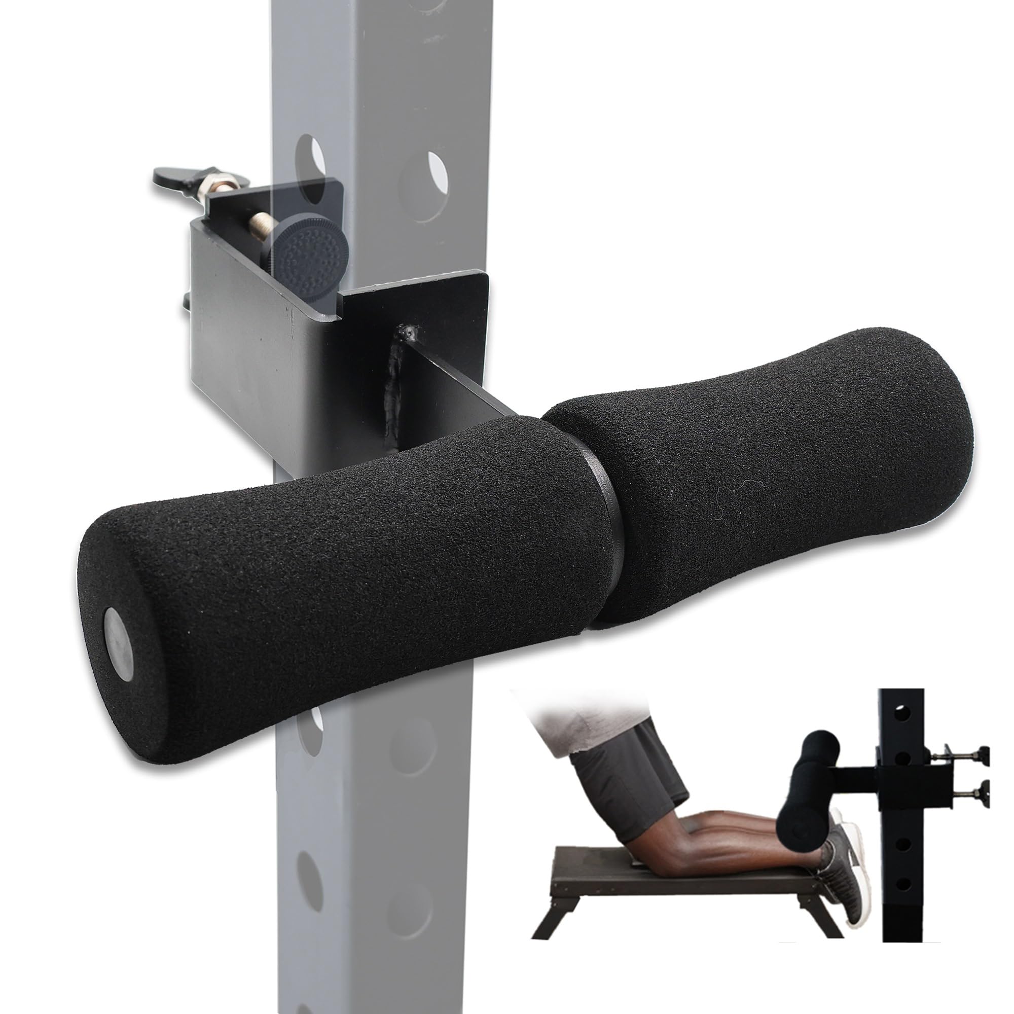 Lights Mountain Nordic Hamstring Curl Squat Rack Attachment for 3" x 3" Power Rack, Great for Hamstring Curls, Sit-ups, Bulgarian Split Squat, Ab Workout, Home Gym Fitness Equipment