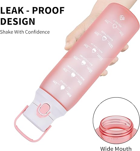 Miniatura 5 de Flarny Botella de agua de 32 onzas con popote, a prueba de fugas, no tóxica, sin BPA, botella deportiva motivacional con marcador de tiempo para