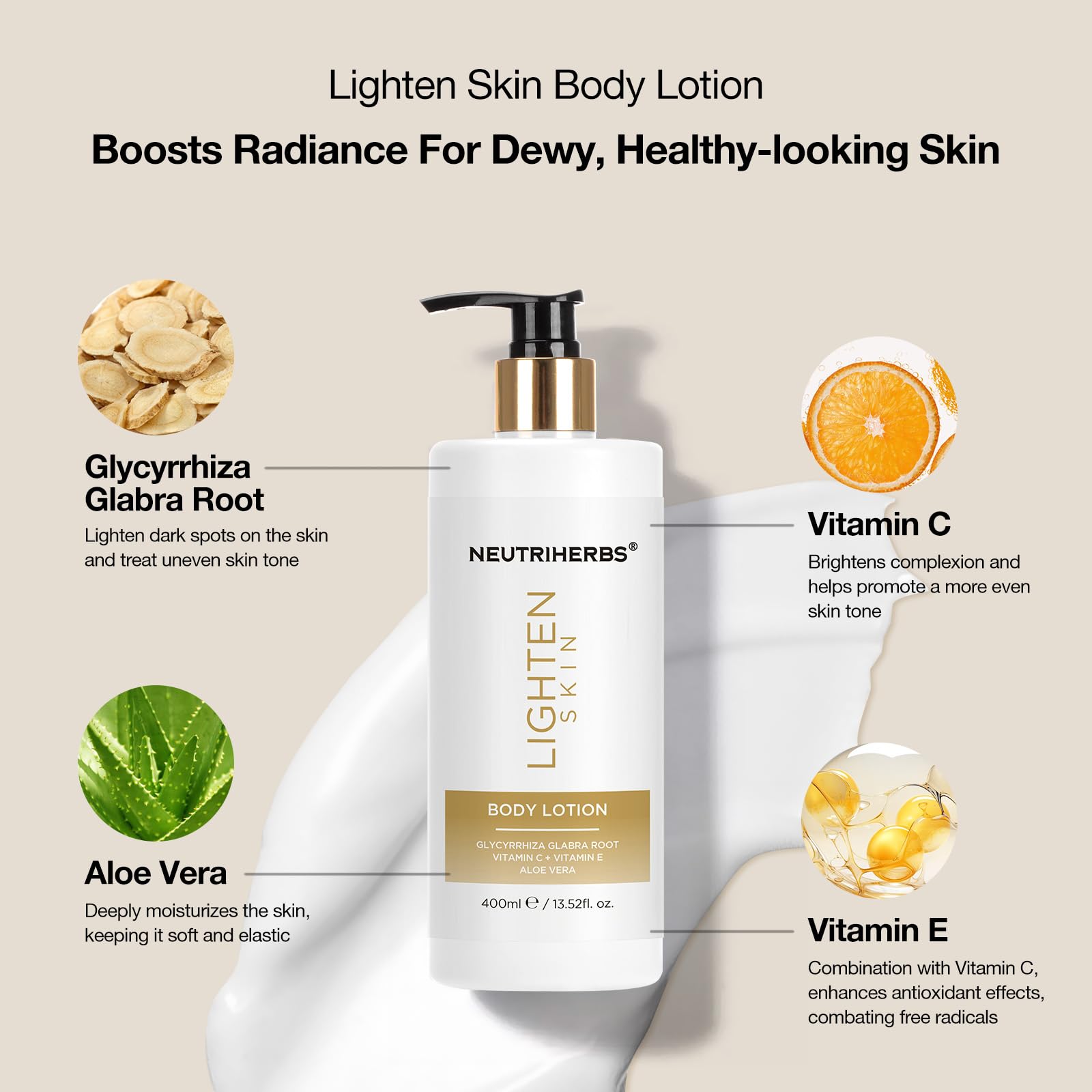 Neutriherbs Brightening Moisturiser BodyLotion, Dry Skin Body Moisturising Lotion-Glow & Hydrate Body Cream - Image 2