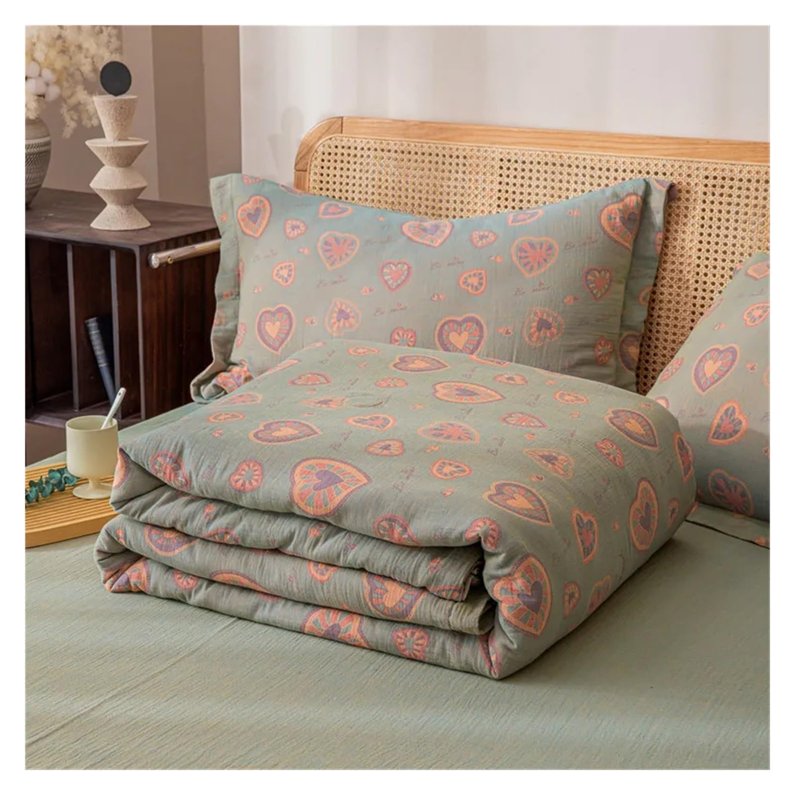 ADovz Coperta da letto ispessita con garza di cotone plaid Coperte Jacquard trapunta sottile estiva piumino set biancheria da letto Compatible with la casa Copriletto sul letto,Lenzuola