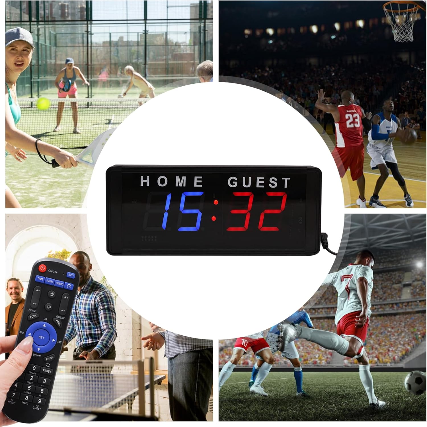Portable Scoreboard Score Keeper Tabletop Electronic Mini Scoreboard for Indoor & Outdoor Games, Tabletop Electronic Digital Scoreboards with Remote, Led Scoreboard, Brightness Adjustment