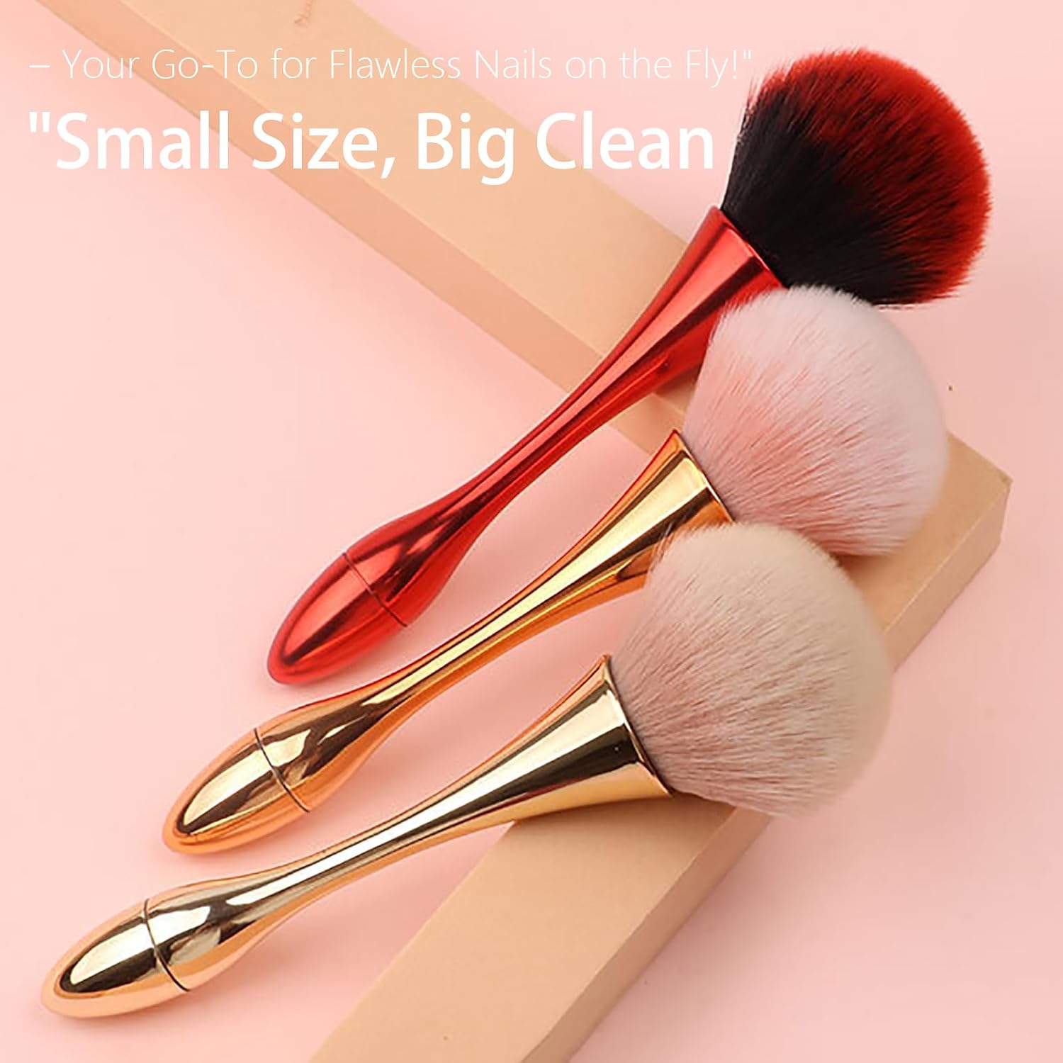 1Pc Nail Dust Brush (Rose Gold), Nail Brushes for Cleaning, Dust Remover | Soft Fluffy Foundation | Dip Powder | Makeup | Blush, Daily & Travel Nail Art Brushes for Nail Accessories