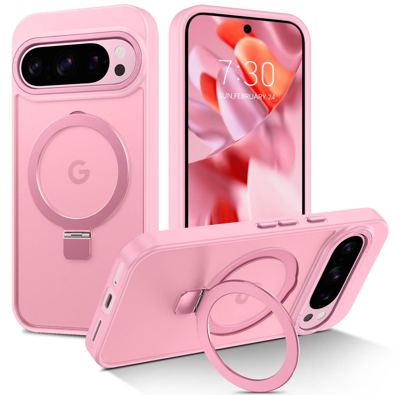 For Google Pixel 9A Case: Clear Unisex Shockproof Flexible TPU Slim Fit Transparent Protective Phone Crystal Clear For Pixel 9A Case(Clear) (Pink - View #4