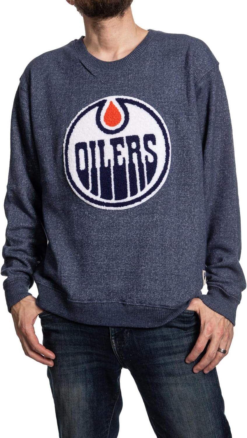 Calhoun NHL Surf & Skate Unisex Nantucket Crew Neck Sweater with Premium Chenille Logo Crest