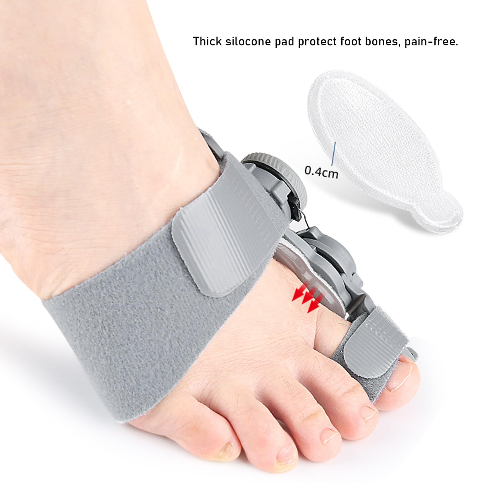 Kinder-Ballenbehandlung, Verstellbare große Zehen-Schiene zur Korrektur des Hallux Valgus, Ballen-Splint, Zeigengerade mit Silikon-Pad Ballenentlastung für Mädchen und Jungen