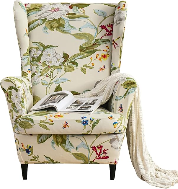 MINGPINHUIUS Wingback Chair Cover Sofa Slipcover - Stretch Polyester Wingback Armchair Covers Super Soft Furniture Protector Couch for Living Room Machine Washable/Skid Resistance