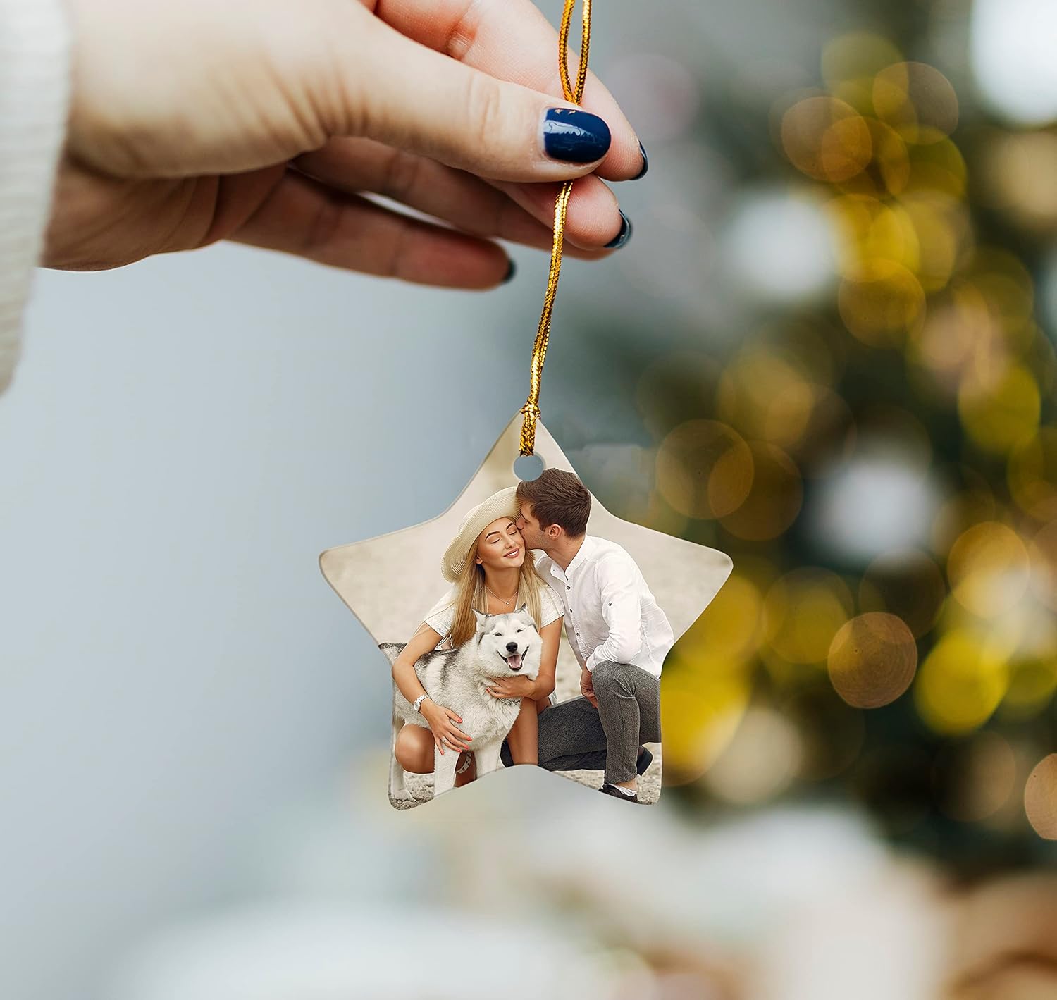 スマイルアートデザイン パーソナライズされた写真 クリスマスオーナメント 2022年、セラミッククリスマスオーナメント、カスタムクリ