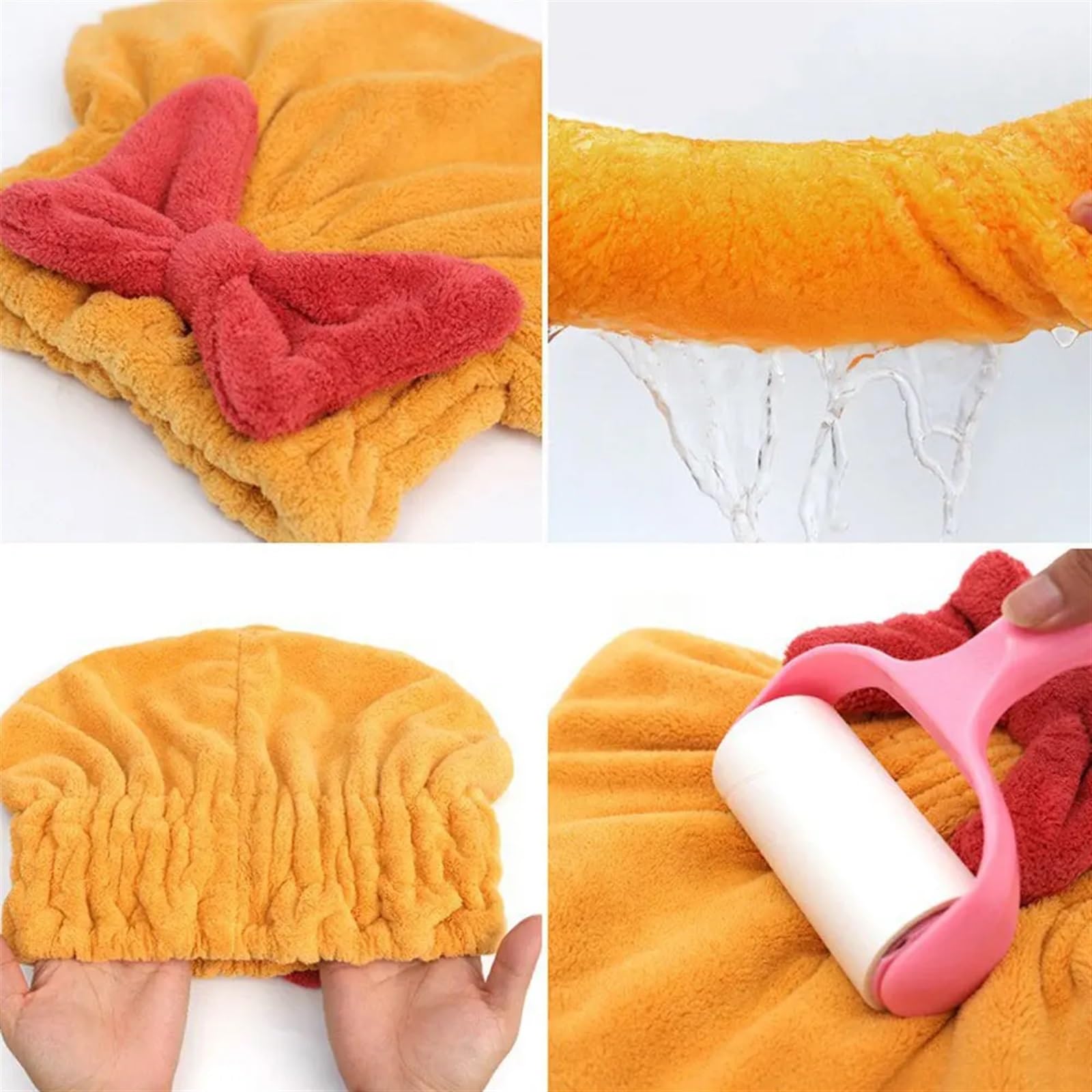 Toallas para Secar El Pelo Toallas de Secado Cabello Terciopelo Coral, Turbante súper Absorbente, Gorro Toalla for el, Envoltura(Mix-4PC,4PCS)