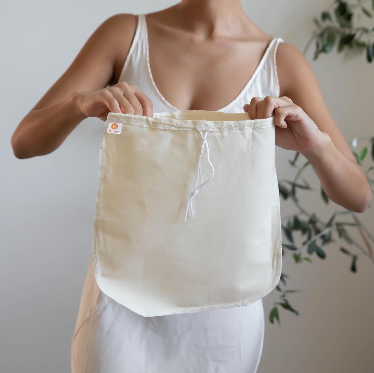 Organic Cotton EZ-2-Squeeze Nut Milk Bags - 2pk -14" x14" Reusable All Purpose Food Strainer Bag- Light Strong Muslin Mesh Cheesecloth image 2