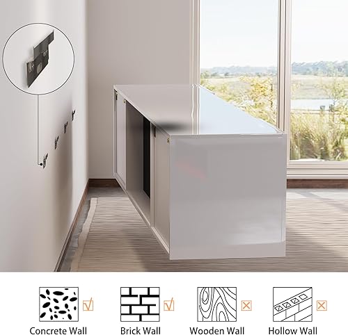 Miniatura 2 de AMERLIFE Soporte flotante de TV con chimenea, centro de entretenimiento con espejo montado en la pared con chimenea eléctrica de 40 pulgadas,