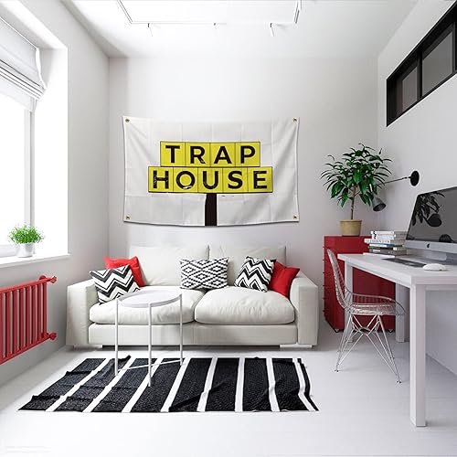 Miniatura 7 de Trap House - Bandera divertida con ojales de latón de 3 x 5 pies para decoración de dormitorio universitario, al aire libre, dormitorio, fiestas,