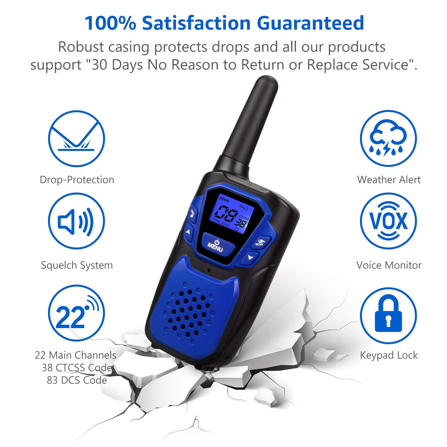 Walkie Talkies Rechargeable 4 Pack Easy To Use Long Range Walky Talky For Adult Handheld Two Way Radio With Noaa For Hiking Camping 2blue 2silver With Regular Micro Usb Charger Battery Lanyard Amazon Sg