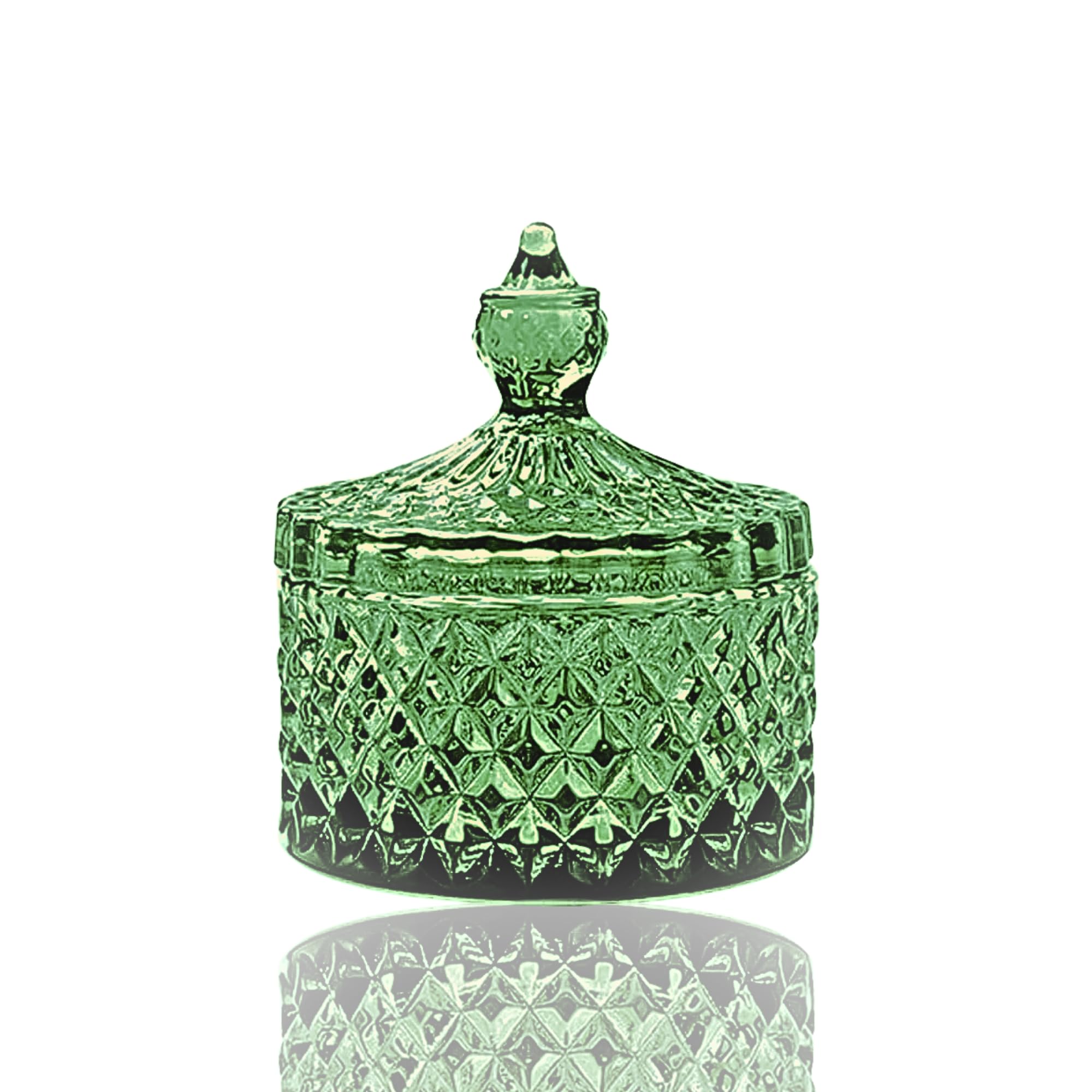 5oz Glass Cotton Wool Buds Round Face Pads Crystal Candle Holders Sweet Cookie Biscuit Candy Jars Vanity Storage Jewelry Jewellery Trinket Box Dish Jar Green Bathroom Accessories Ornaments Dispenser