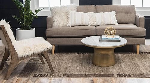 Miniatura 3 de Unique Loom Del Mar Collection - Alfombra rectangular Sarah (9 x 12 pies, color beige oscuromarrón)