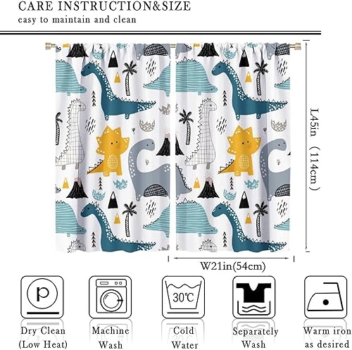 Miniatura 10 de Cortinas opacas para niños, cada panel de 21 x 45 pulgadas de largo, diseño de plantas de dibujos animados, animales salvajes, elefantes, tigre,