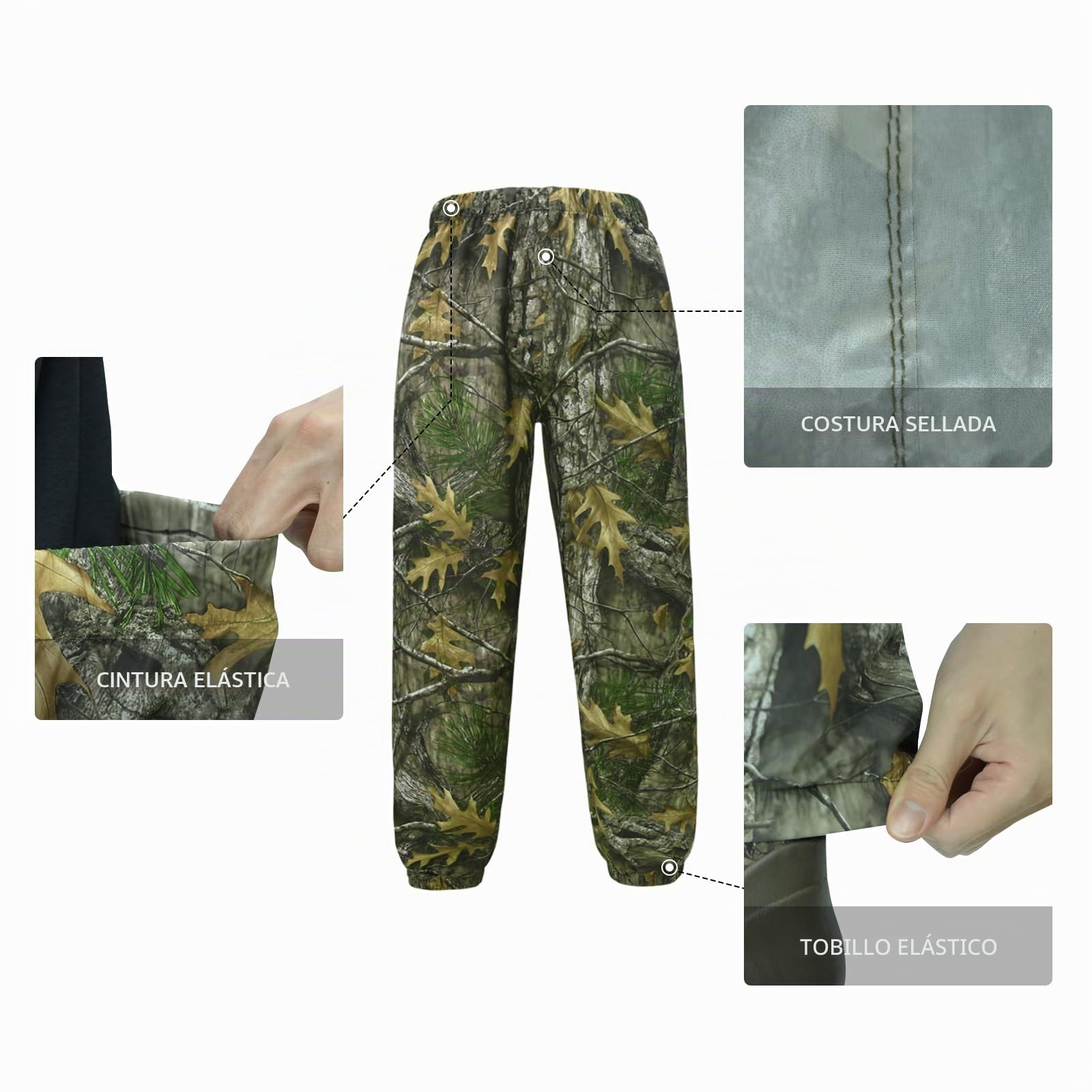 Trajes de Lluvia para Hombre Impermeable Impermeable Adulto Chaqueta de Lluvia Pantalones Impermeable Transpirable Ligero Capucha Caza Camuflaje Patrón