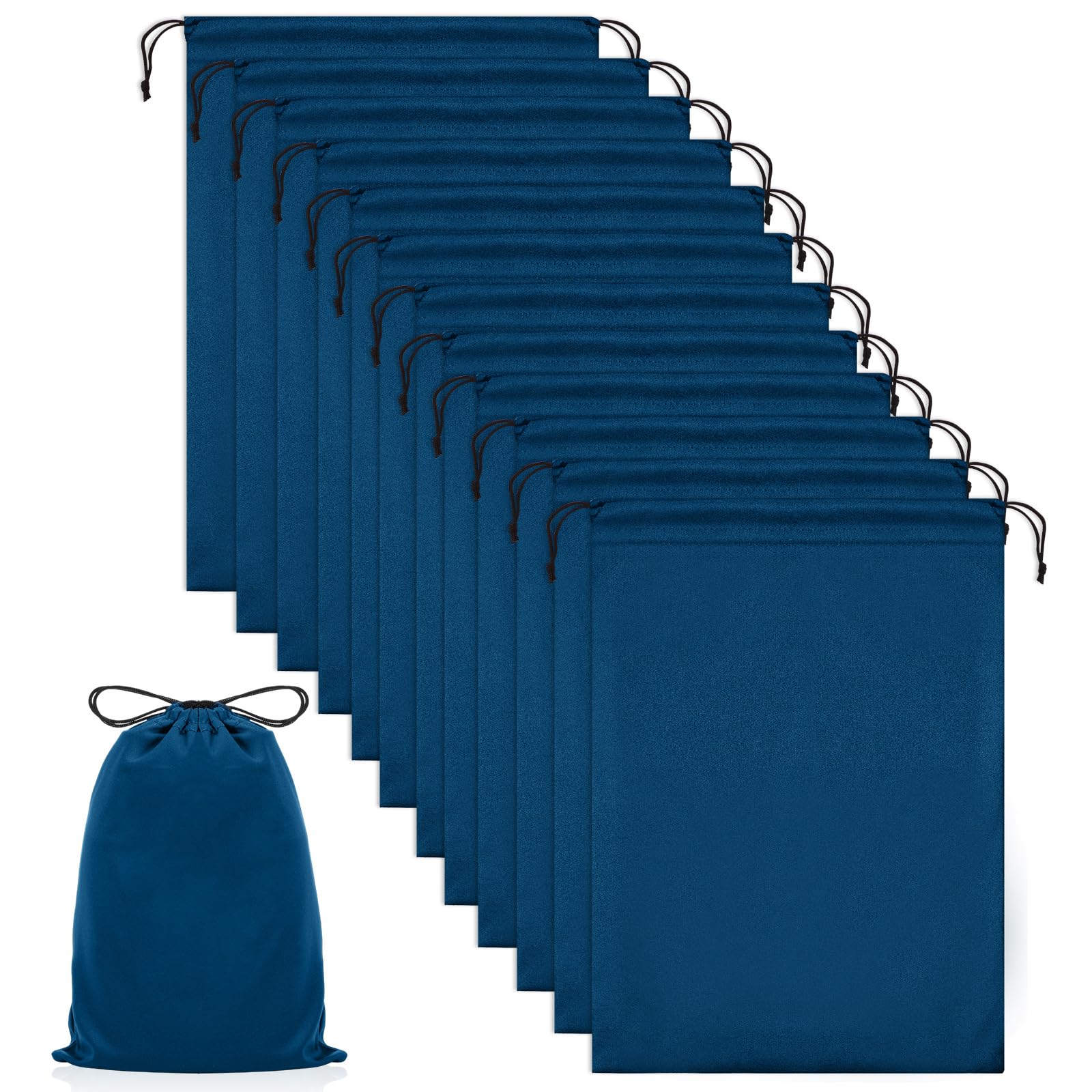 Weewooday 12 Pcs Adult Toy Bags Satin Bags with Drawstring Silk Microfiber Pouch Adult Game Toy Gift Bag Cosmetic Storage Organizer Multipurpose Ditty Pouch(Dark Blue,9.8 x 7 Inch) — image 1