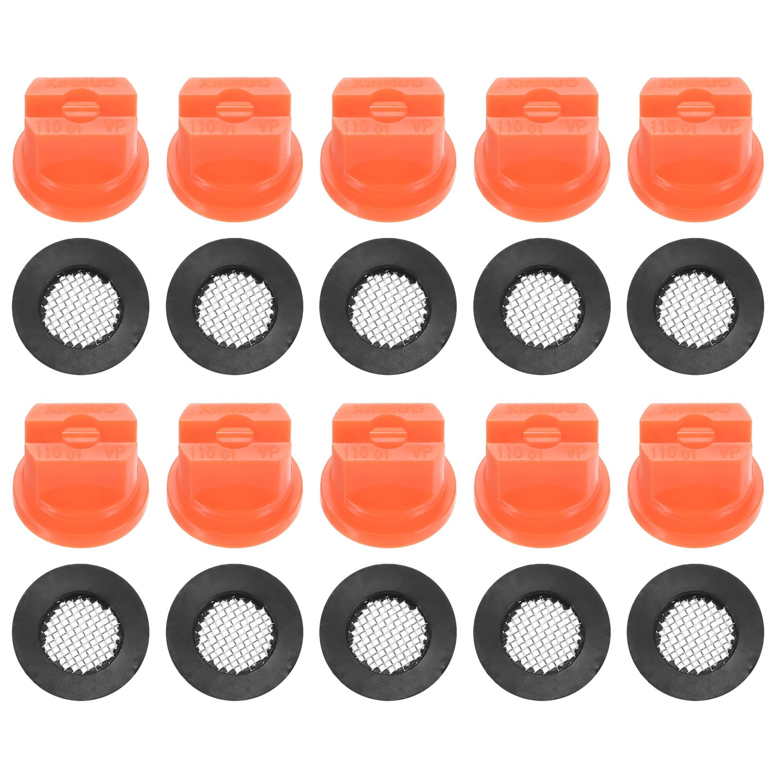 M METERXITY 10-Pack 110 Degree Flat Fan Shaped Spray Nozzles, Plastic 0.1mm Pore Sprayer Nozzle Tips for Agricultural Irrigation, Replacement of Knapsack Tips [Orange]
