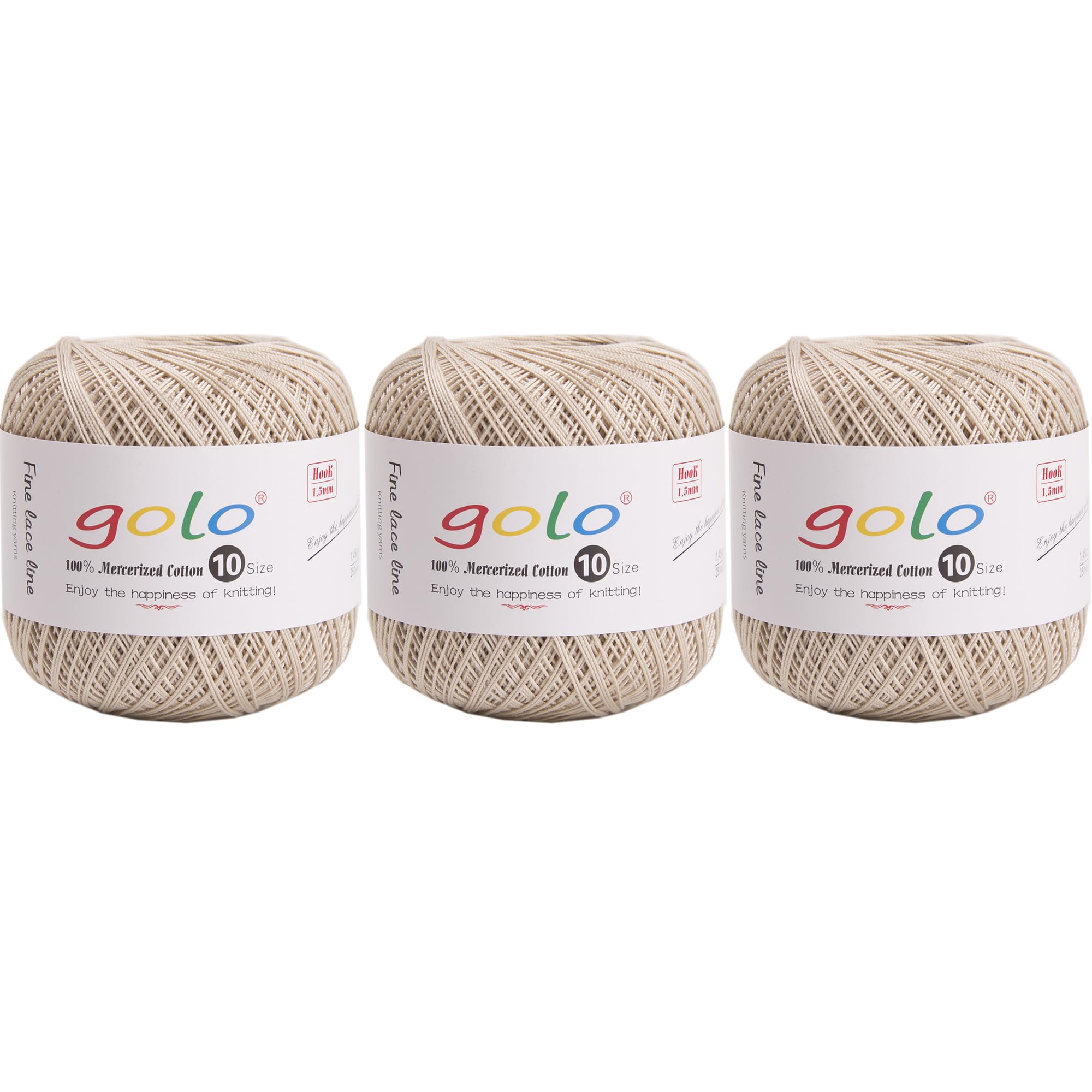 golo 3 Balls Crochet Thread Yarn for Hand Knitting Crochet Yarn, 000-731 khaki