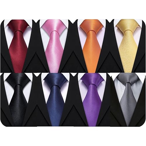 Barry.Wang Men's Ties Set Silk Wedding Neckties Woven Silk Formal Business Casual(4/6/8PCS)