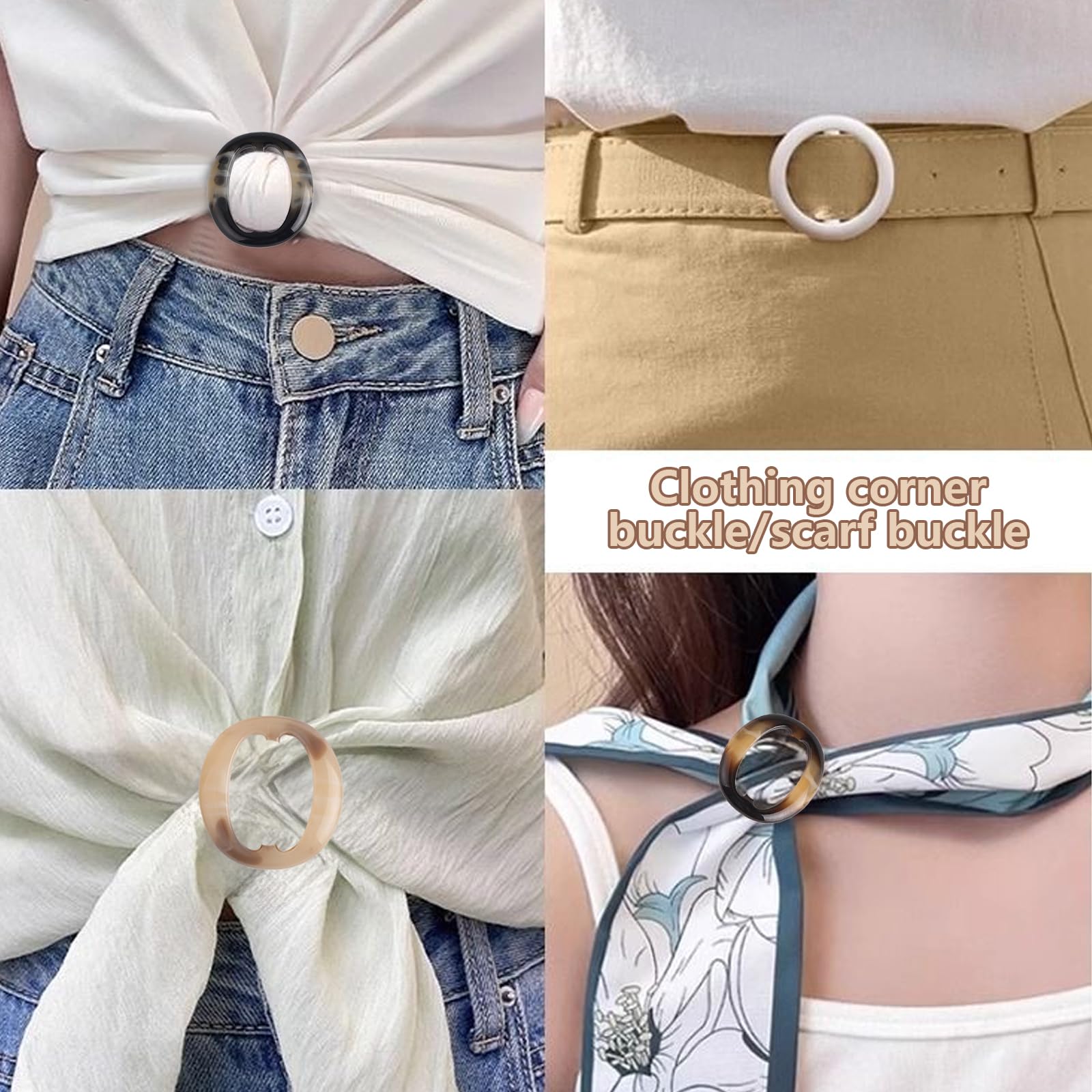 6 piezas, hebilla ovalada para cinturón, hebilla para bufanda, nudo de esquina de ropa estilo japonés en blanco y negro, decoración de hebilla para camiseta