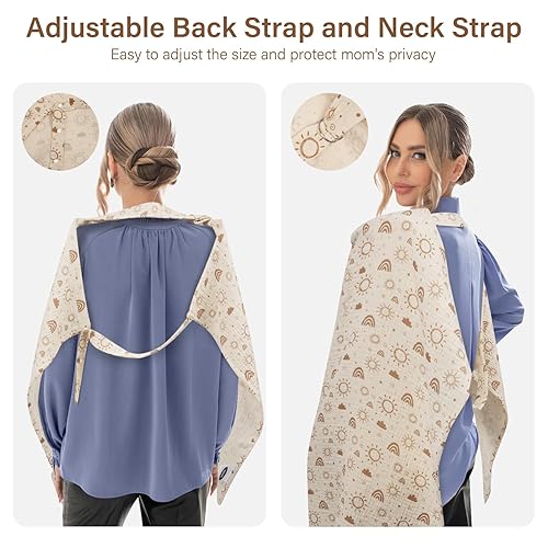Miniatura 5 de MEXXI Fundas de muselina para lactancia materna, funda de lactancia materna con cuello de arco, 100% algodón, transpirable y ligero, delantal