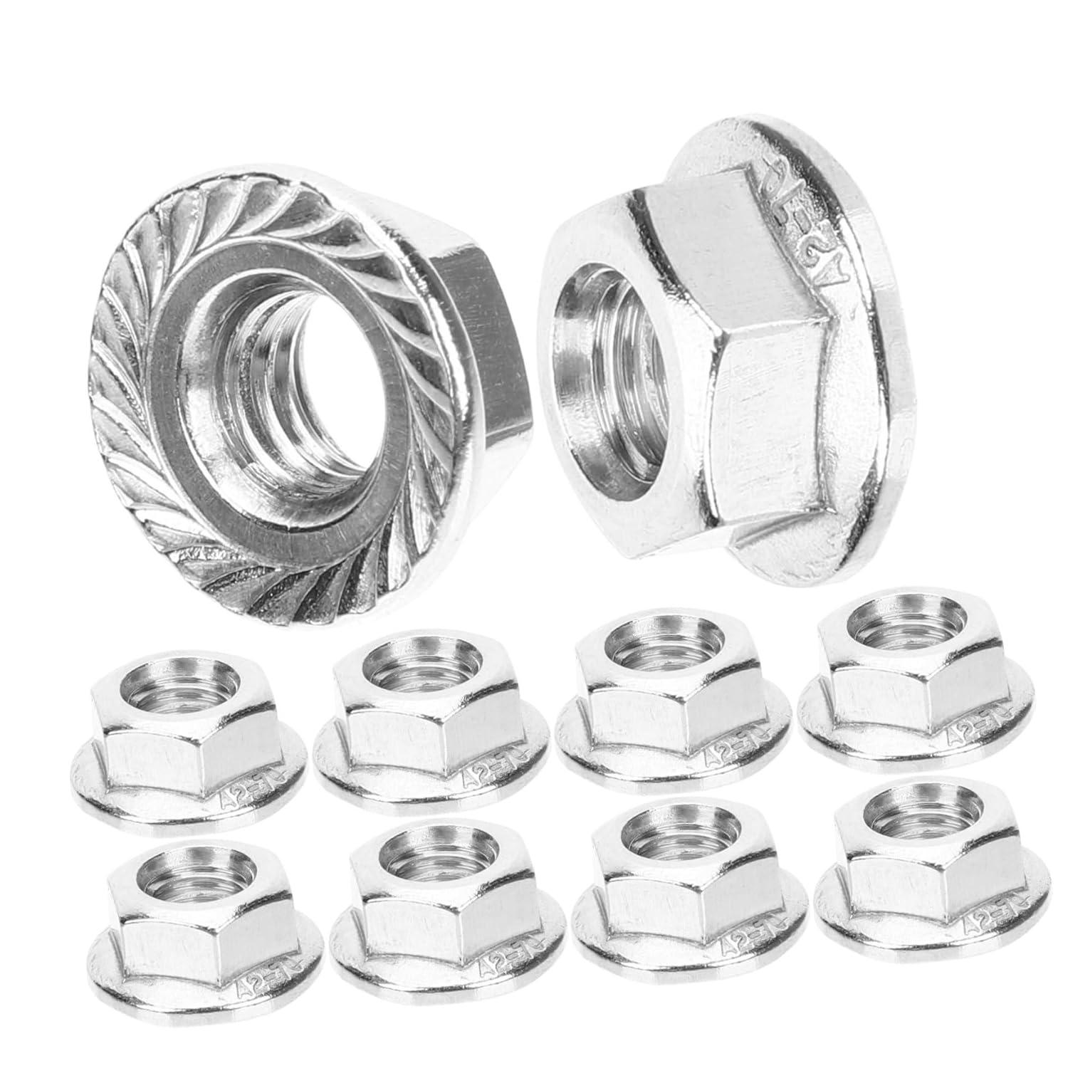 10pcs Hex Nuts M8 Flange Nuts Serrated Hex Flange Nuts Flange Nuts Kit Lug Nut M8 Nut Serrated