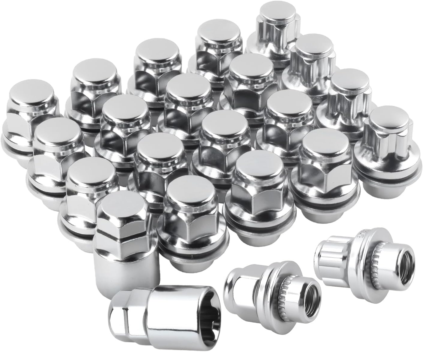 M12 x 1.5 Wheel Lock Lug Nuts Set 13/16" (21mm) Hex Compatible with Tacoma 4Runner FJ Cruiser Corolla L-EXUS S-Cion 16 Standard Wheel Nuts 5 Anti Theft Wheel Lock Lug Nuts and 2 Sockets