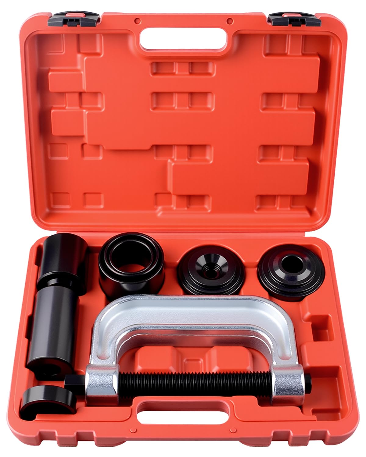 Ball Joint Press & U Joint Removal Tool Kit with 4x4 Adapters for Most 2WD and 4WD Cars and Light Trucks with Red Storage Case Red