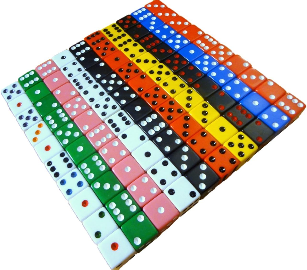 100-Piece 16 mm Assorted Dice for Family Game Night and Teaching Math
