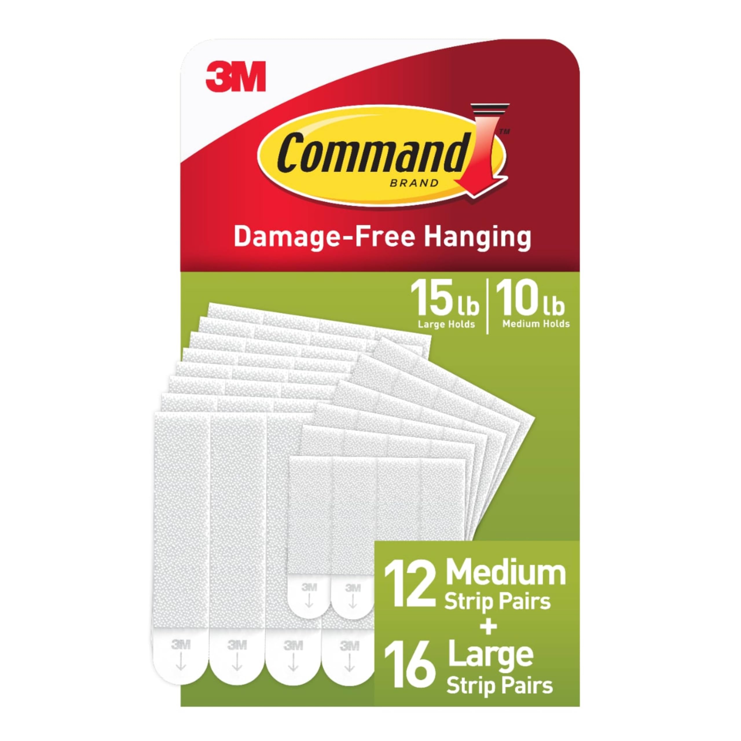 Command 3M Hanging Strips [Removable]: 5/8 in. x 2-3/4 in. (White) / Medium Size