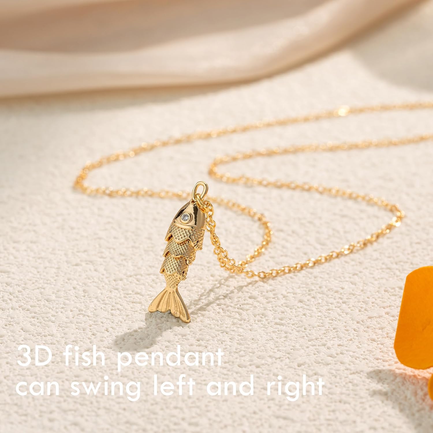 14K Gold Plated Pendant Necklace for Women, Dainty Charm Good Luck Inspirational Gifts for Her Friendship Necklace Cherry, Positive Duck, Shell Pearl Fish Beach Jewelry - Image 2