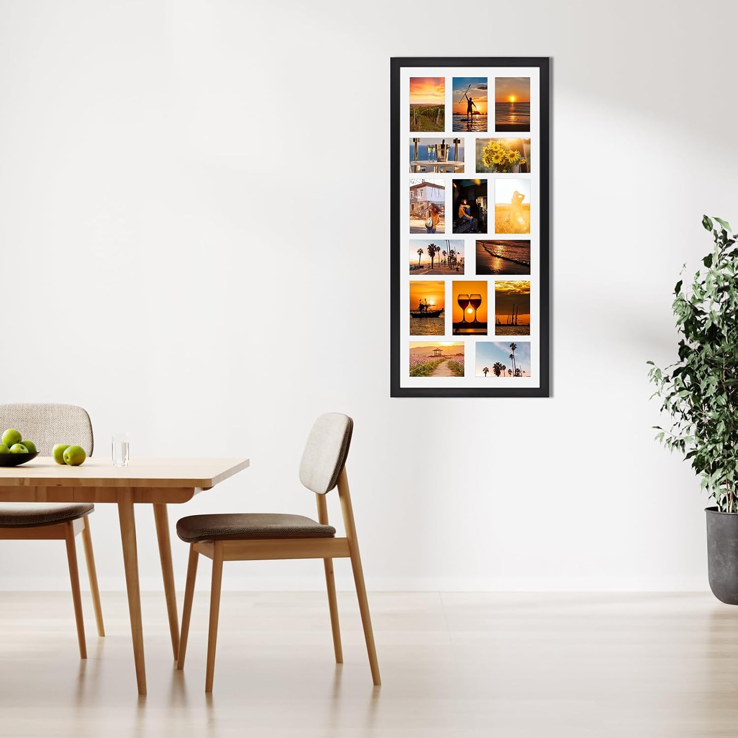 MEBRUDY 4x6 Collage Picture Frames with 15 Openings, 2 Pack Black Multi Photo Frames Display 4 x 6 Pictures with Mat for Wall Mounting, Irregularly Style