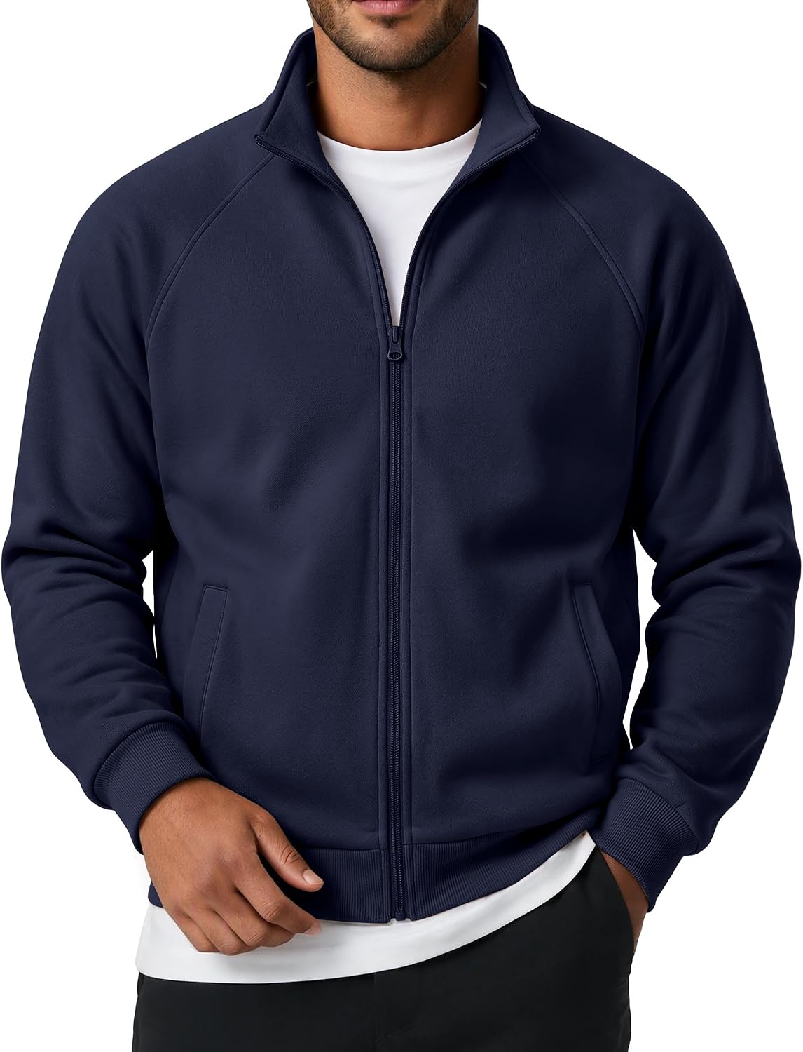 COOFANDY Men's Zip Up Fleece Lined Sweatshirts Lightweight Sweater Jackets