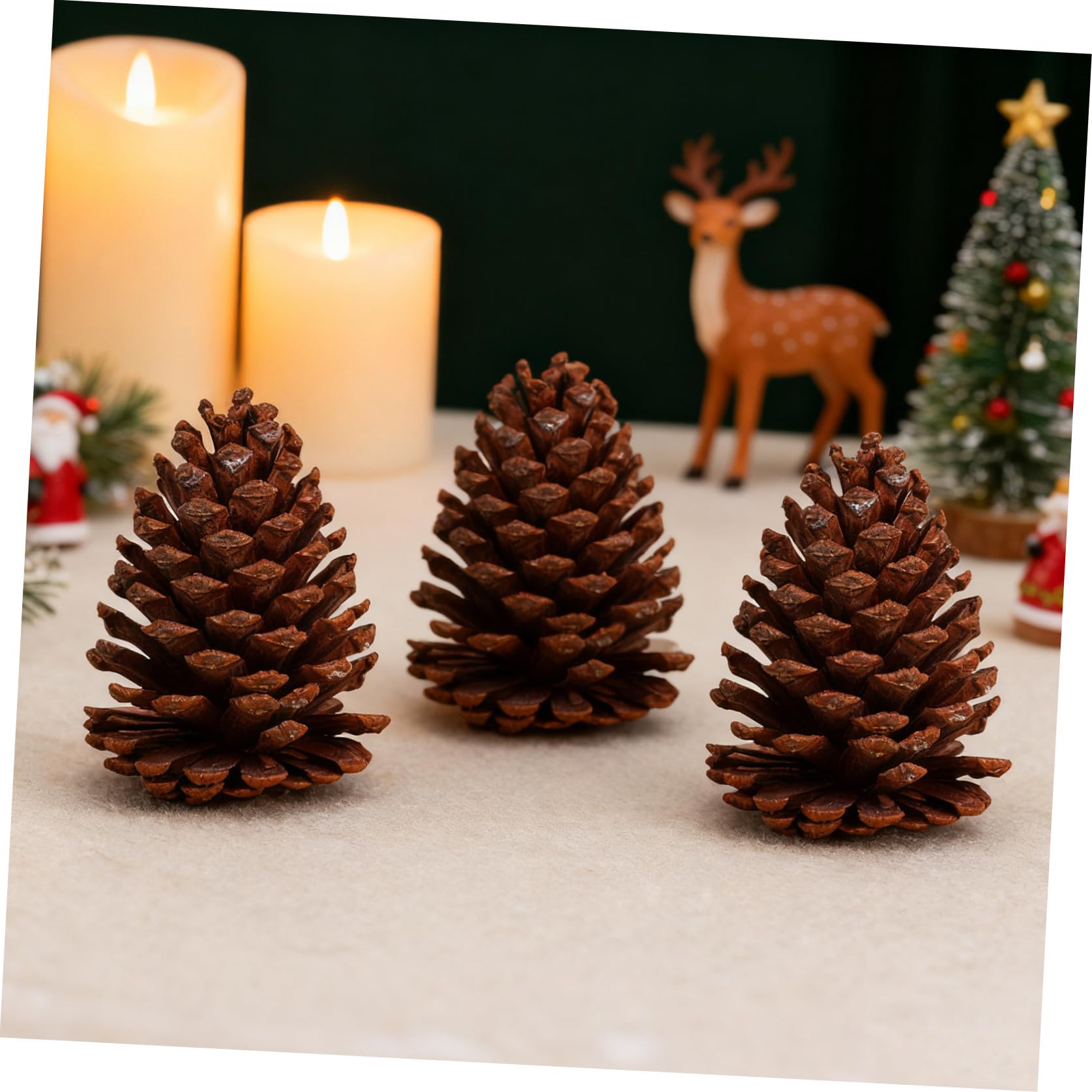 DOITOOL 6 Stück Natürliche Tannenzapfen Dekoration aus Synthetischem Material Braun für Weihnachtsbaum und Wohnraum Deko Rustikaler Stil für Xmas und Zuhause