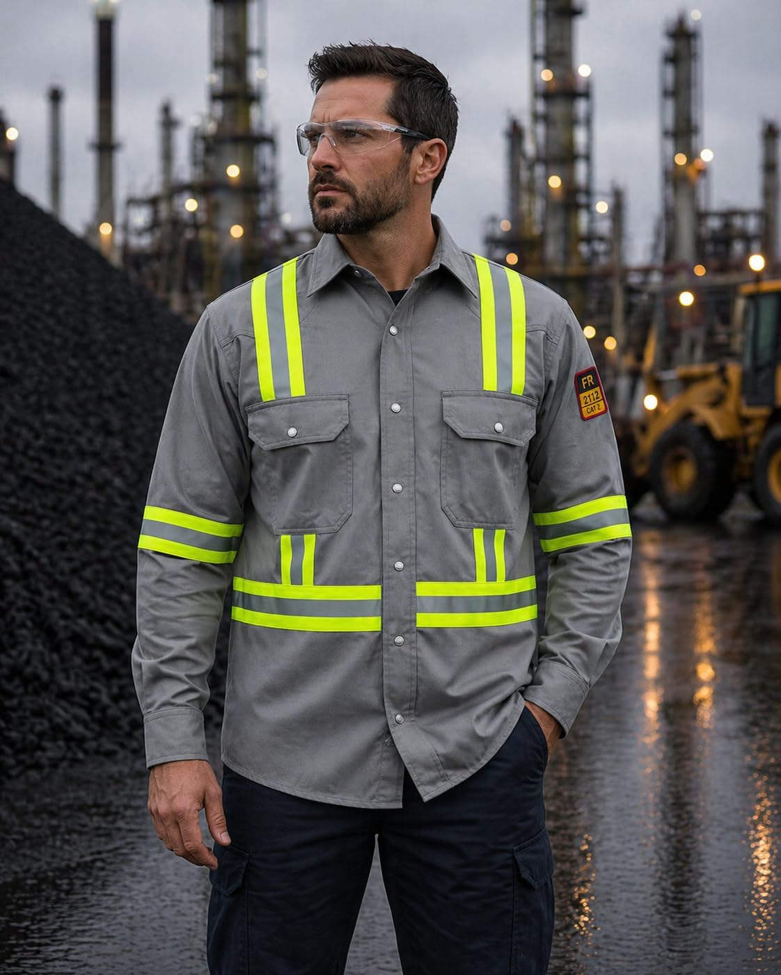 Flame Resistant High Visibility Hi Vis FR Shirt - 100% C - 7 oz