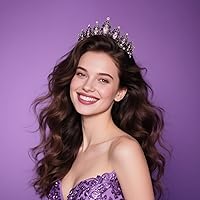 Vista 207 de Kamirola - Corona de reina y tiaras corona de princesa para mujeres y niñas, diademas de cristal para novia, princesa para bodas y fiestas (01)