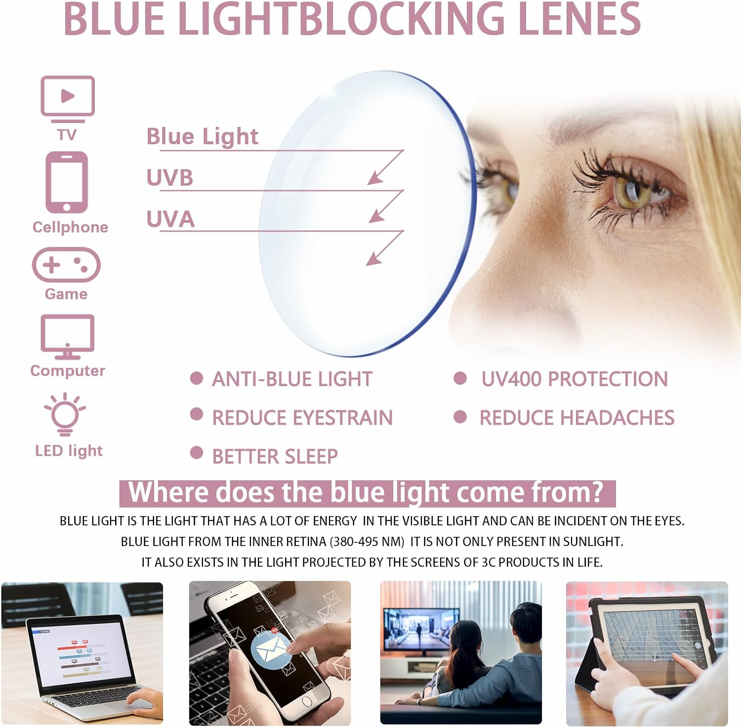 4 Pack Progressive Multifocus Reading Glasses for Women Spring Hinge Blue Light Blocking Computer Readers